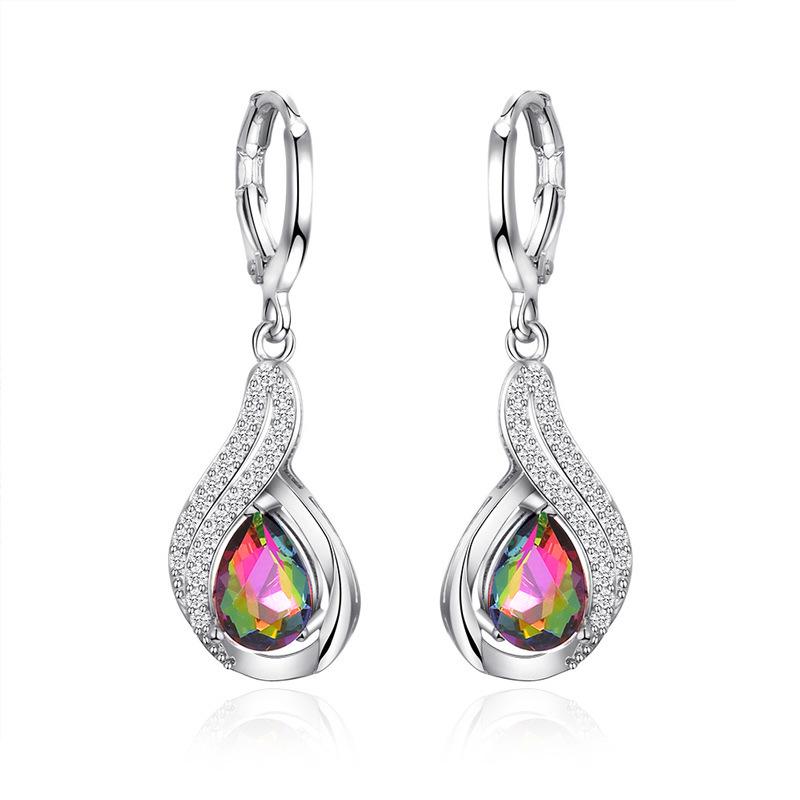 Colorful Seven-Color Zircon Ear Cuffs & Tassel Earrings for Women