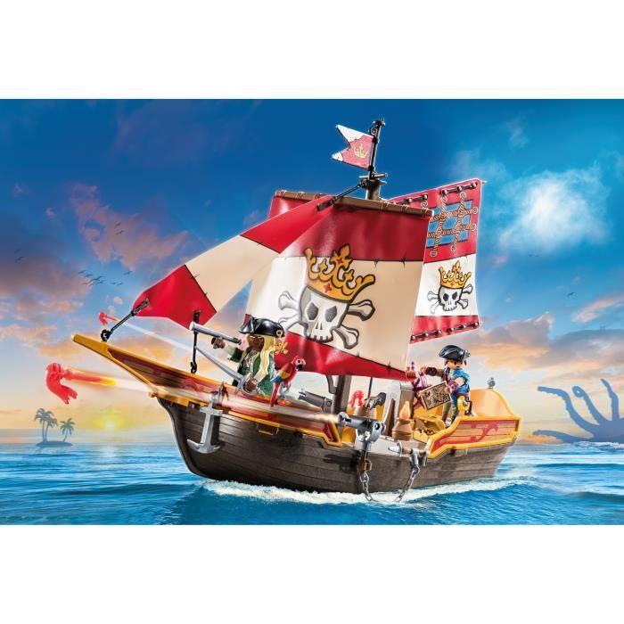 PLAYMOBIL 71418 Șalupă de pirați, Pirații, Cu personaje, tunuri, De la 4 ani