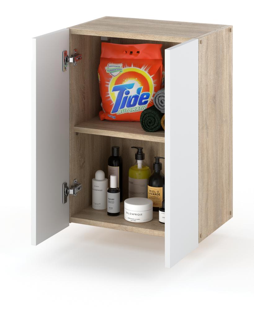 Sonoma Oak White Wall-Hung Bathroom Cabinet