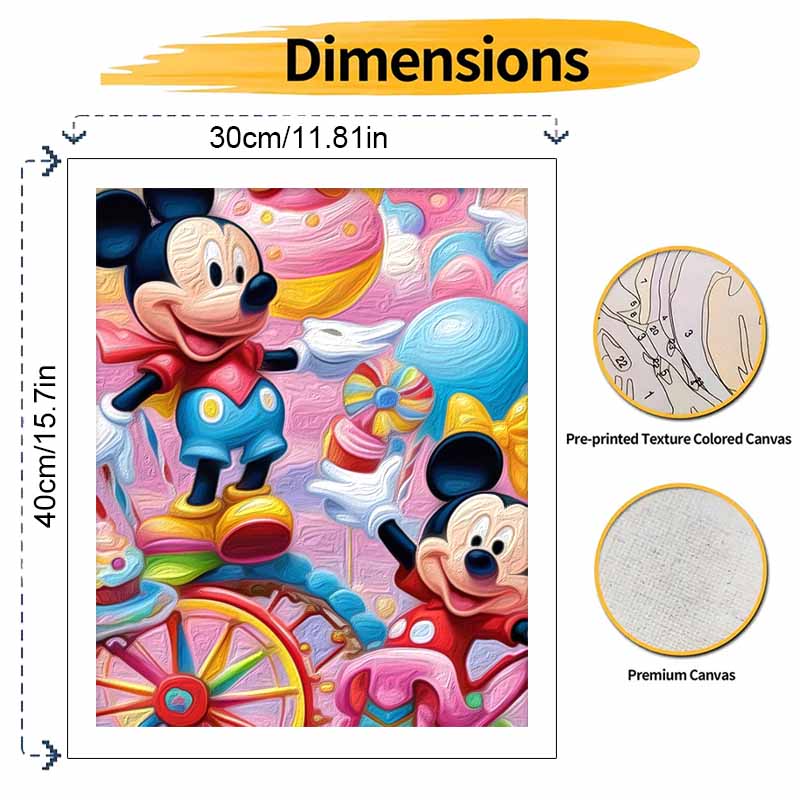 Disney Mickey Mouse Candy World Digital Oil Painting Diy Handpainted Coloring Painting Wall Art Home Decoration Gift for Adults 130