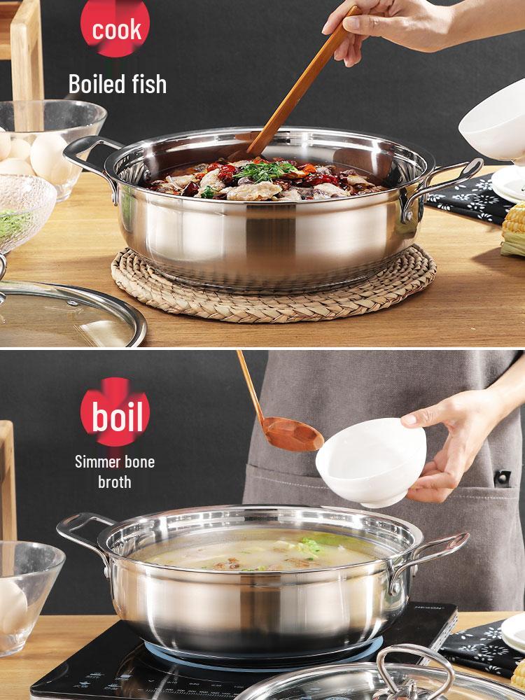 304 Stainless Steel Non-stick Stew Pot with Thickened Composite Bottom for Gas & Induction