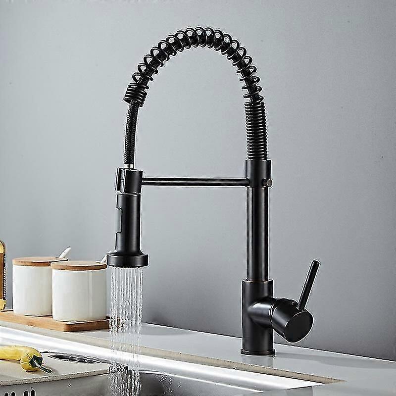 Kitchen Mixer Tap Matte Black Kitchen Faucet with Pull-out Sprayer Black