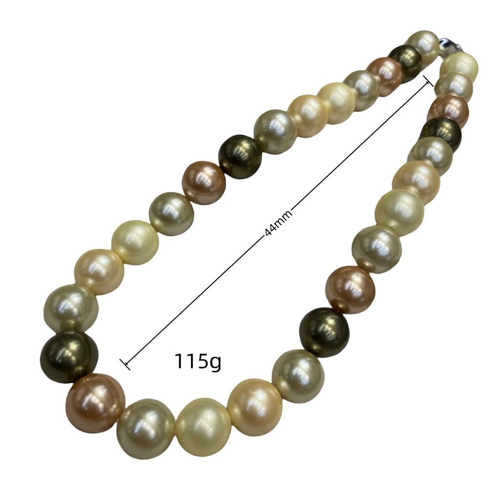 14Mm French Retro Color Mixed Color Beaded Necklace Neck Chain Autumn And Winter Essential Sweater Chain Collarbone Chain