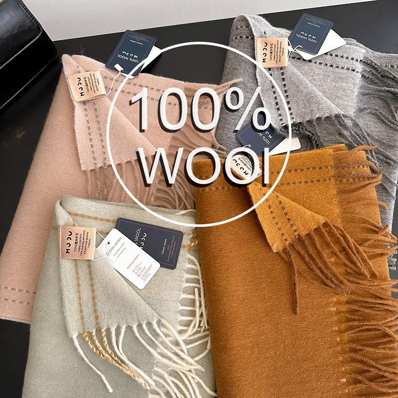 Luxury Winter 100% Wool Scarf Women Thicken Solid Cashmere Handkerchief Warm Pashmina 2 Colours Female Shawl Pareo Soft Bufanda