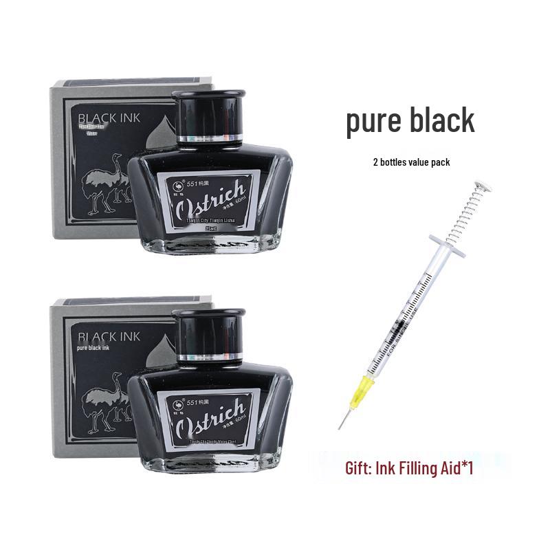 Ostrich Ink Series: Set of 3 Waterproof, Erasable Fountain Pen Inks - Red, Black, Pure Blue