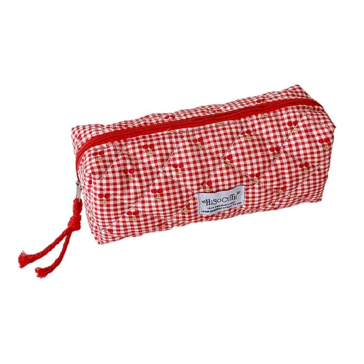 

Reusable Simple Pen Pouch Fabric Texture Suitable for School Kids Multicolor Stationerys Organizers with Zippers Closure красный