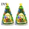 DIY Christmas Craft Accessories 2Pcs Train Music Box with Rotating Light, Snow Village Carousel Tree Ornaments Ornament, Battery/USB Powered Tabletop