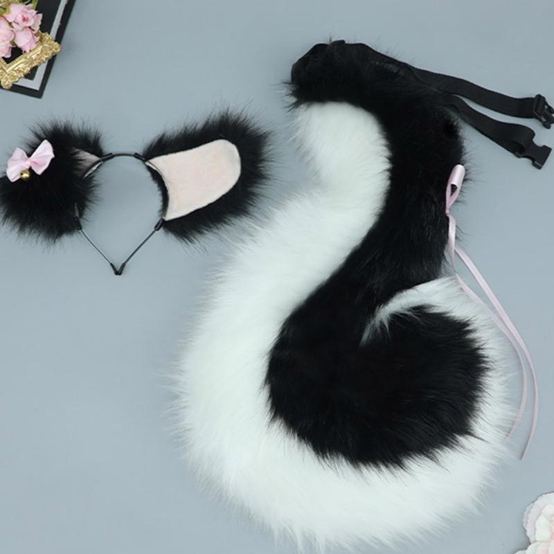 Animal Cosplays Costume Fauxs Furs Dog Cats Foxes Wolf Furry Tail Dog Ear Headbands Halloween Party Costume Accessories
