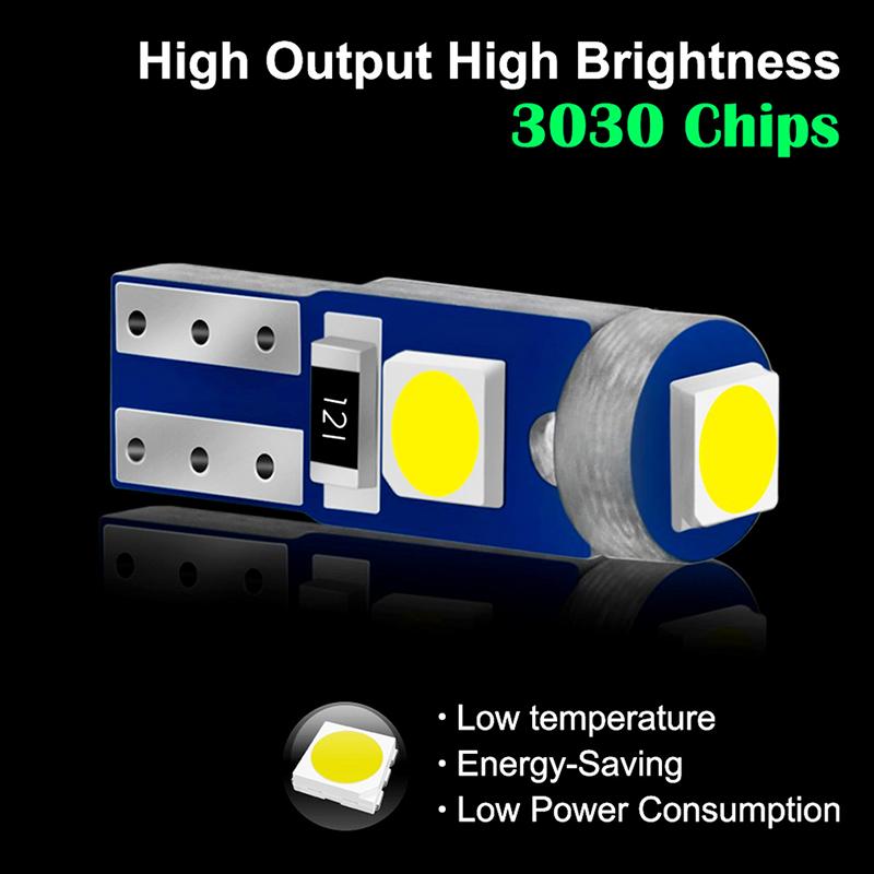 T5 Led Bulb 3Smd 3030 W3W W1.2W Led Canbus Car Interior Lights Dashboard Warming