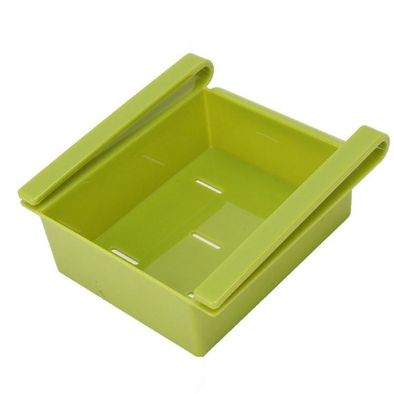 2Pcs Durable ABS Storage Rack Sliding Kitchen Refrigerator Fridge Shelf Holder Storage Box Home Supplies