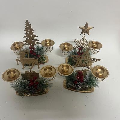 1 Stück Weihnachten goldener Eisenleuchter Rehkitz Schneeflocke fünfzackiger Stern doppelter Kerzenhalter Fenster Tischdekorationen