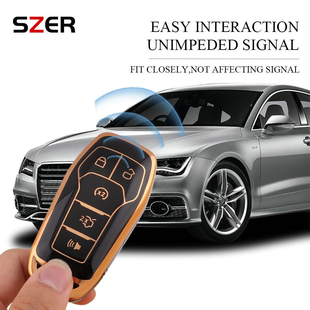 Car Key Cover Case For Ford Fusion Mondeo Mustang F-150 Explorer Edge     Car Styling Key Protection Keychain