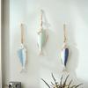 Mediterranean Vintage Wooden Fish Decoration Farmhouse Rustic Nautical Home Restaurant Wall Art Fish String Hanging Ornament Pendant