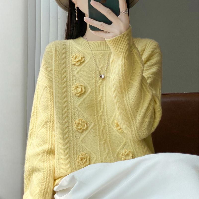 Women Sweater 100% Wool MODERN NEW SAGA O-neck Knit Pullover Thick Winter Jumpers Female Knit Tops