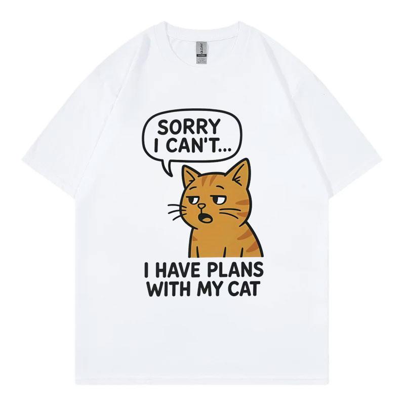 Comfy Cat Lover Funny T Shirt Men Women Clothing High Quality Fashion Oversized Tshirt Summer Casual Cotton Tshirts Streetwear