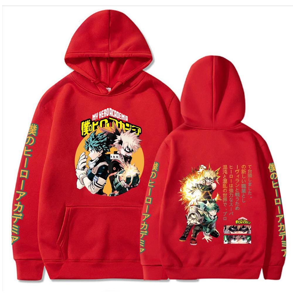 Hot Anime My Hero Academia Bakugou Katsuki And Midoriya Izuku Print Hooded Men Women Hoodies Harajuku Sweatshirt Male Streetwear