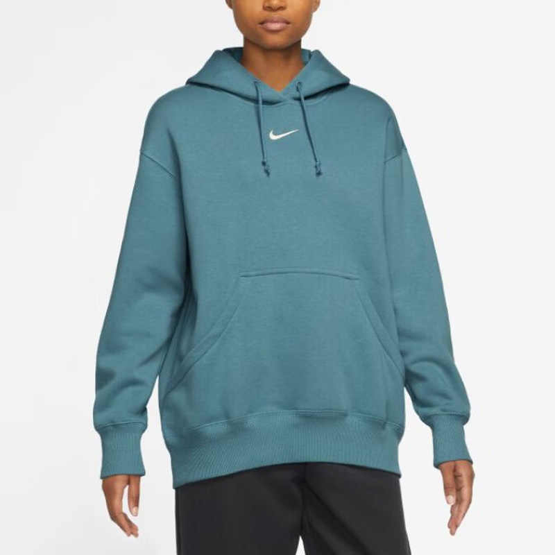 Nike Solid Color Logo Print Drawstring Hoodie Women Hoodies Blue DQ5861-440