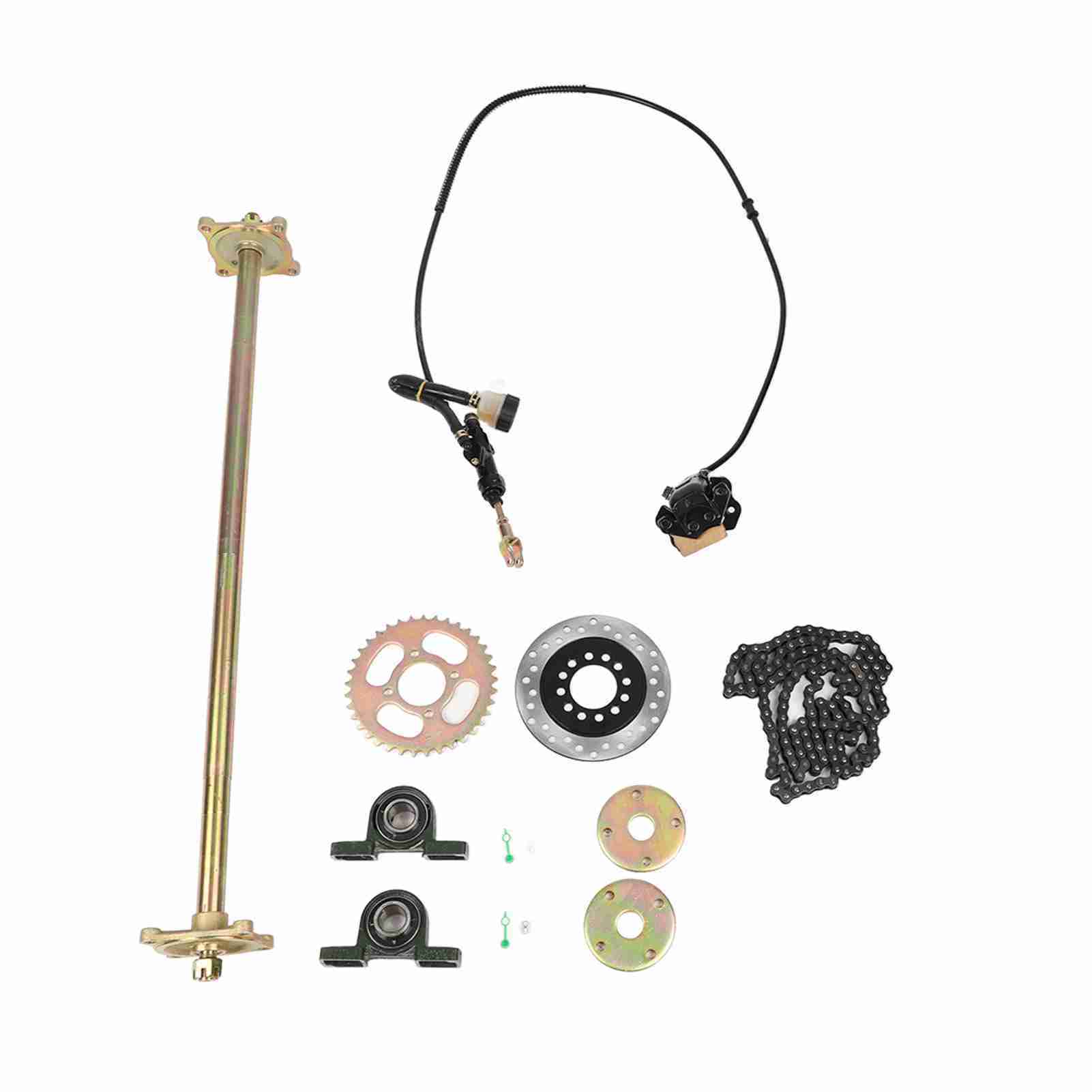 

19PCS 850mm 33.4in Go Kart Rear Live Axle Kit with Brake Assembly Sprocket Disc and Chain for 50cc 70cc 90cc ATV Quads
