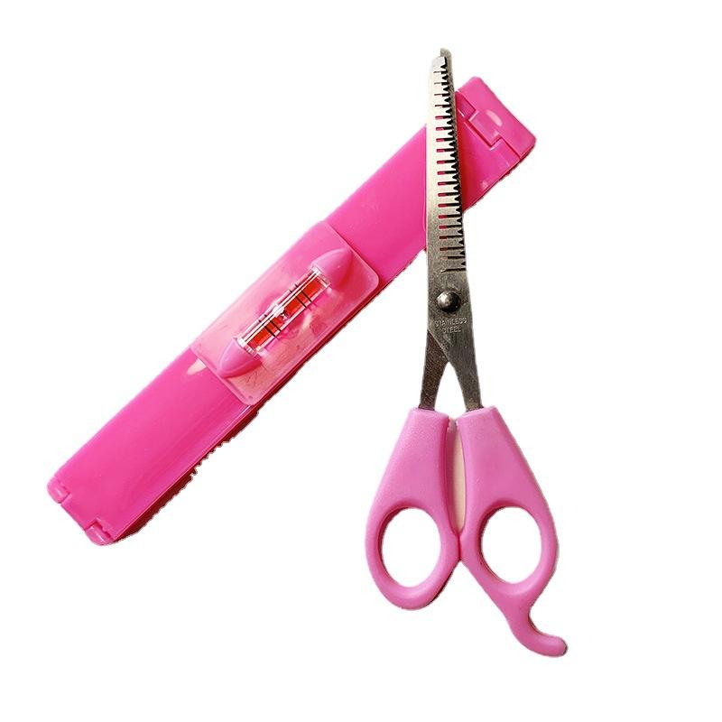 

Haircut Scissors and Bangs Ruler Set for DIY Hair Trimming Hairdressing Tool with Precision Cutting Teeth and Portable Design for Home Use One Size розовый