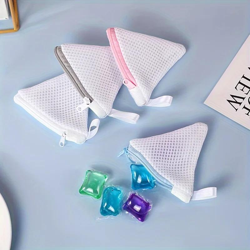 Square Triangle Laundry Pod Bag Thick Polyester Mesh Pouch For Laundry Detergent Pods Scent Beads Daily Item Storage Arrangement
