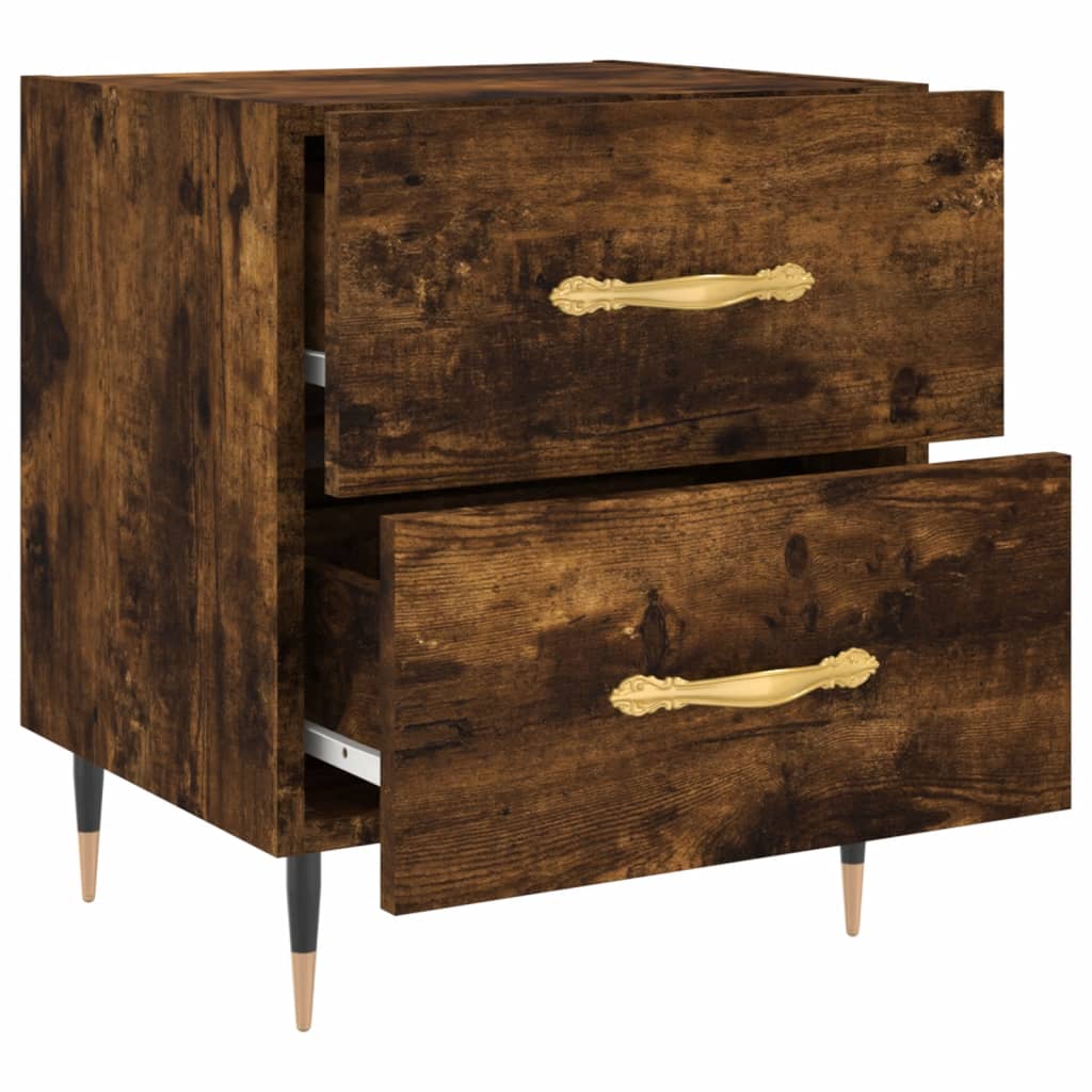 Nightstands 2 Pcs Smoked Oak Finish 40 X 35 X 47.5 Cm Engineered Wood