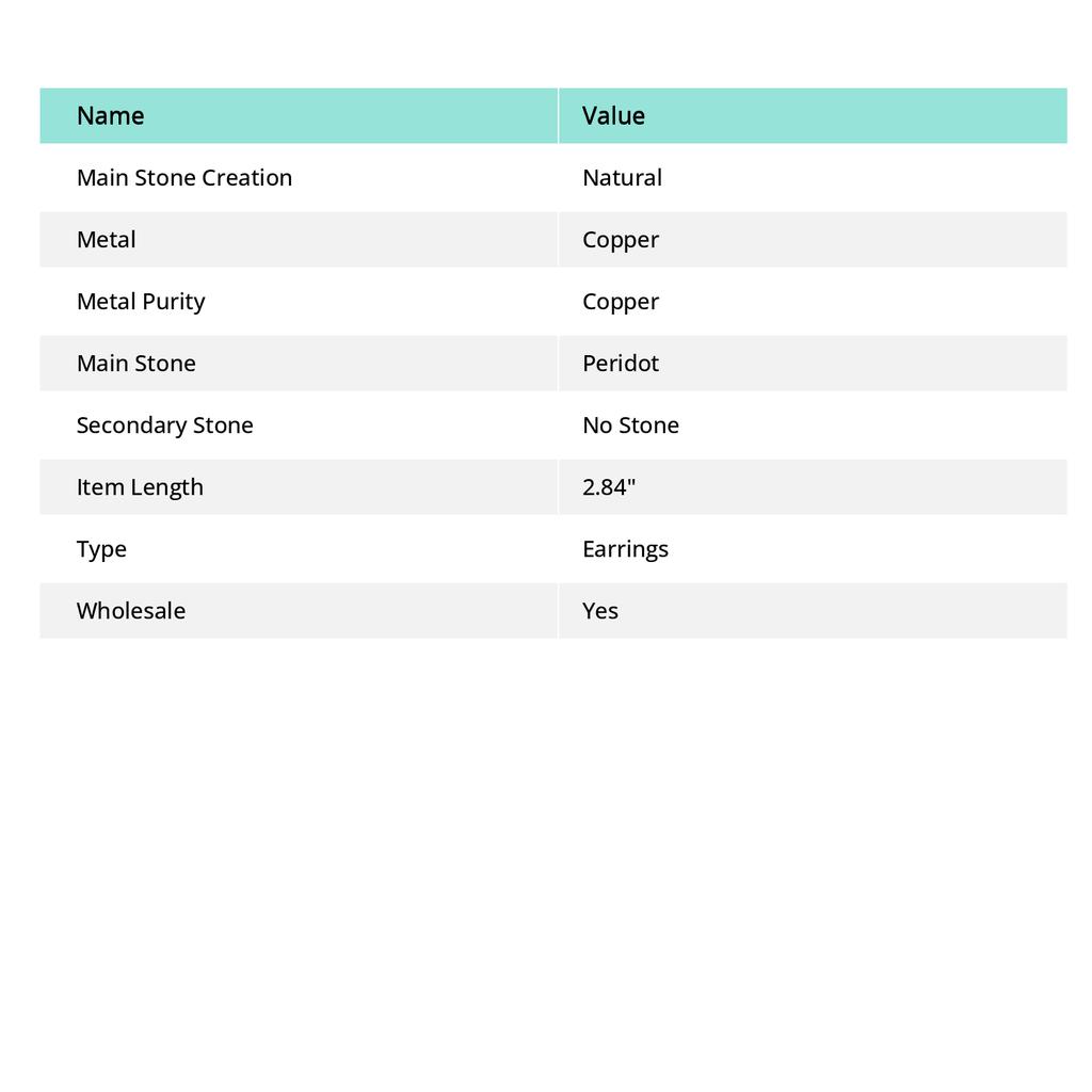 Peridot Handmade Copper Wire Wrap Jewelry Earring 2.84" S0i67