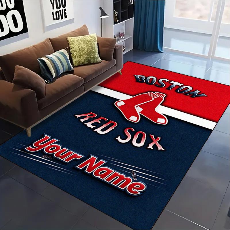 Naam Op Maat Boston Red Sox Logo Tapijt Vloerkleed voor Woonkamer Slaapkamer Huis Sofa Decoratie, Kinderen Spelen Antislip Vloermat