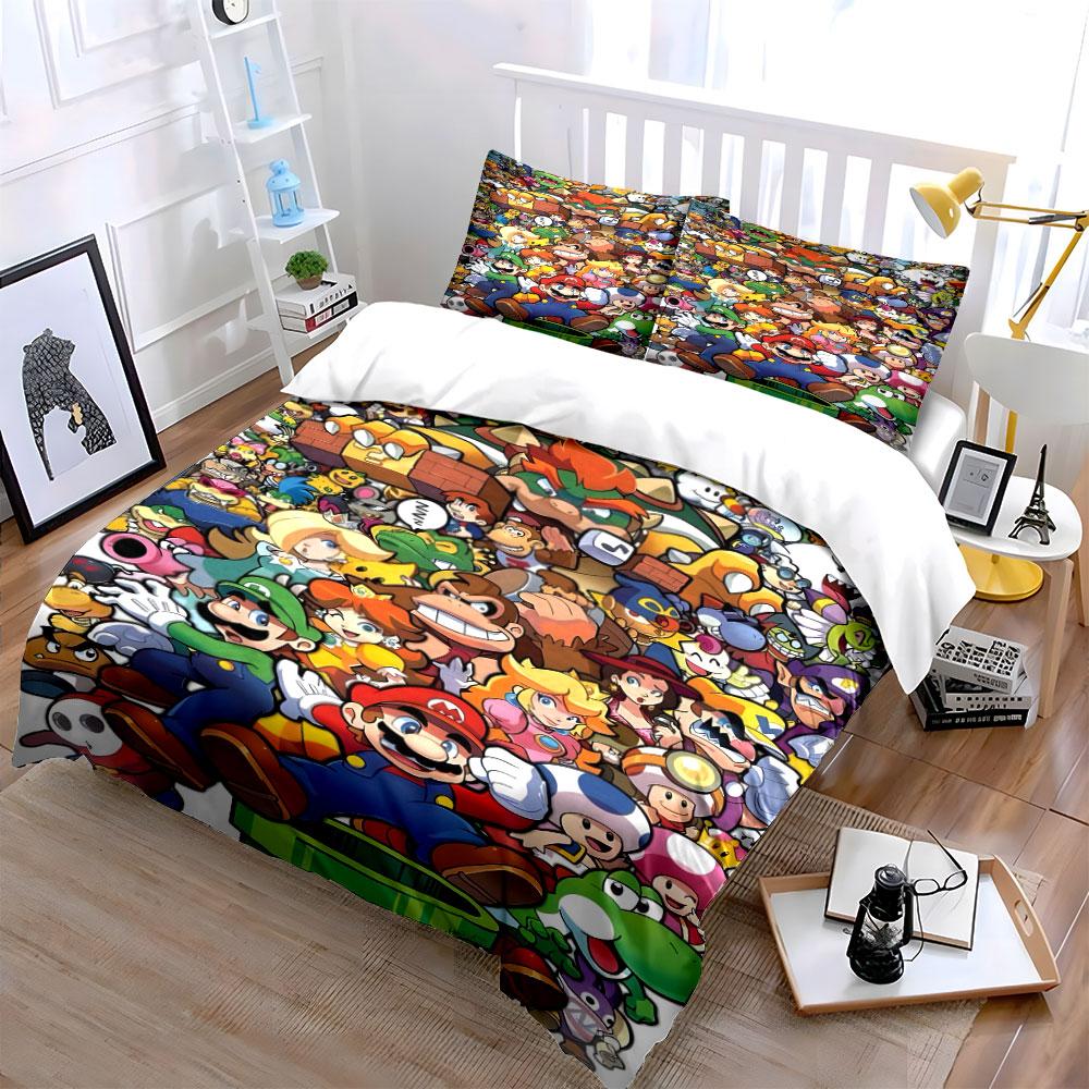 Characters from Mario franchise. Bedding sets Duvet cover sets Duvet covers Pillowcases(1 * Duvet Cover 2 * Pillowcases without duvet insert)