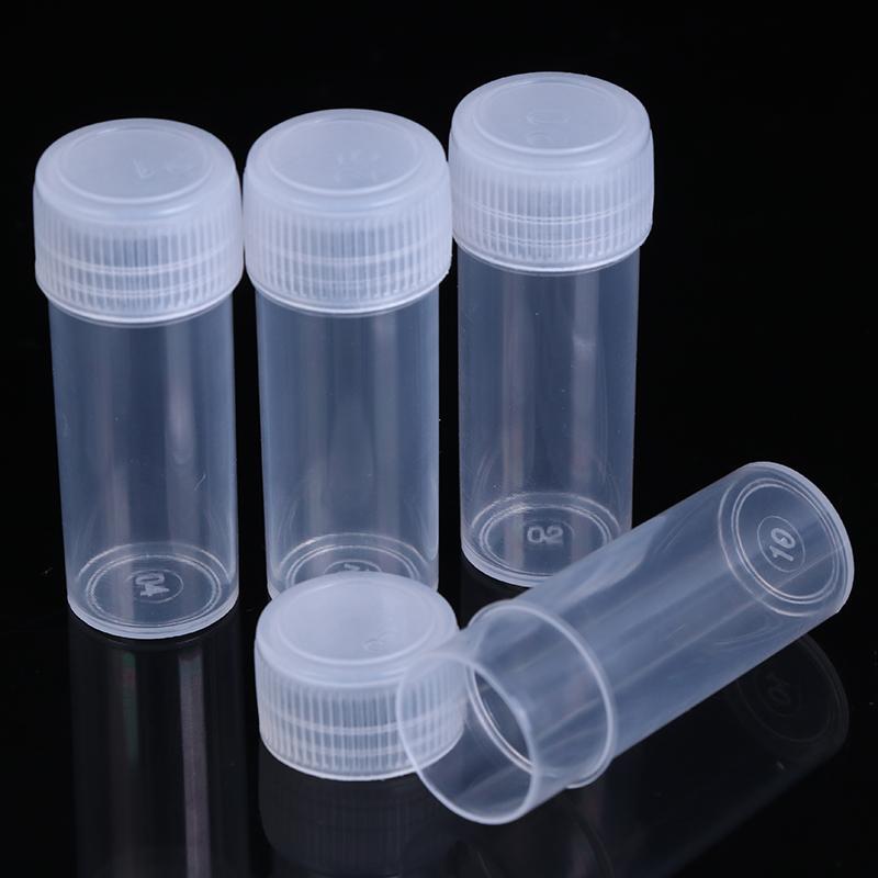 New Sale 10Pcs 5ml Plastic Test Tubes Vials Sample Container Powder Craft Screw Cap Bottles for Office School Chemistry Supplies