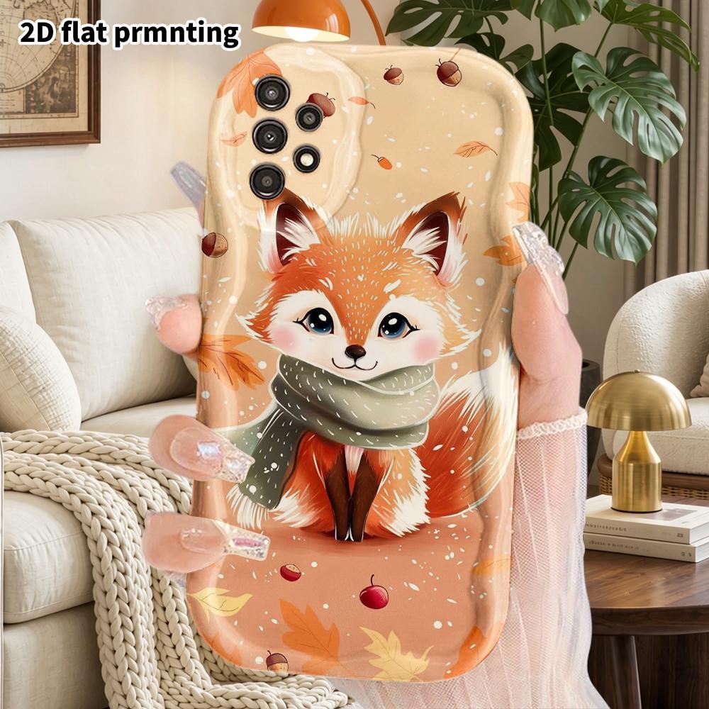 Phone Case: 2D Flat Samsung Galaxy A34 A35 M05 M06 S20 S22 S21 FE Plus 5G Protective Case, Couple Style, Fox Wearing a Scarf, Christmas and Halloween 