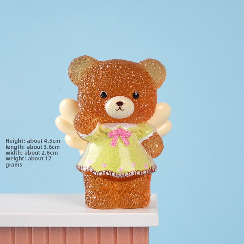 Miniature Landscape Angel Teddy Bear Creative Cute Figurine Car Decorative Gift Table Decoration Item