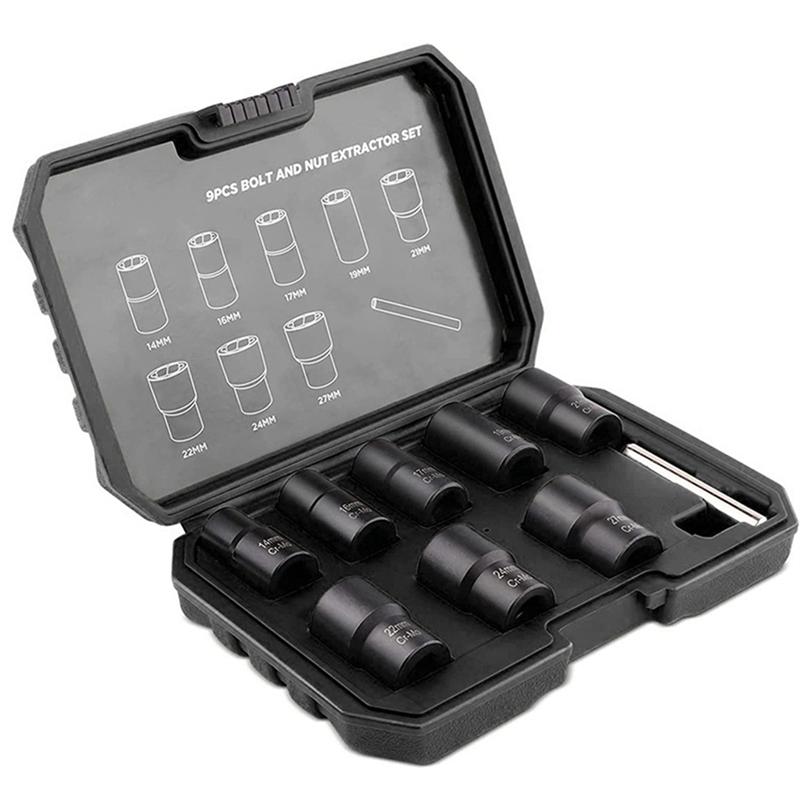 

AEE4-9Pcs Set Nut Extractor Damaged Incomplete Screw Nut Extractor Broken Wire Extractor