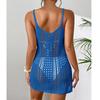 European and American Women's See-Through Spaghetti Strap Knit Beach Dress
