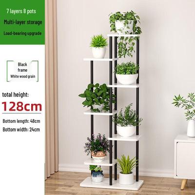 Multi-tier Wrought Iron & Wood Flower Pot Stand