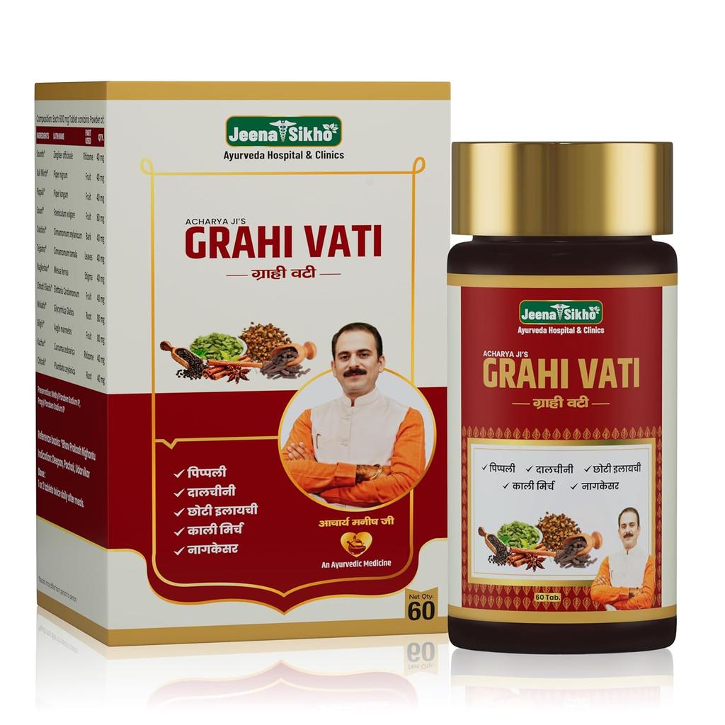 Jeena Sikho Acharya Ji Grahi Vati Ayurvedic Gut Wellness Tablets Natural Digestive Support Herbal Formula 60 Tablets
