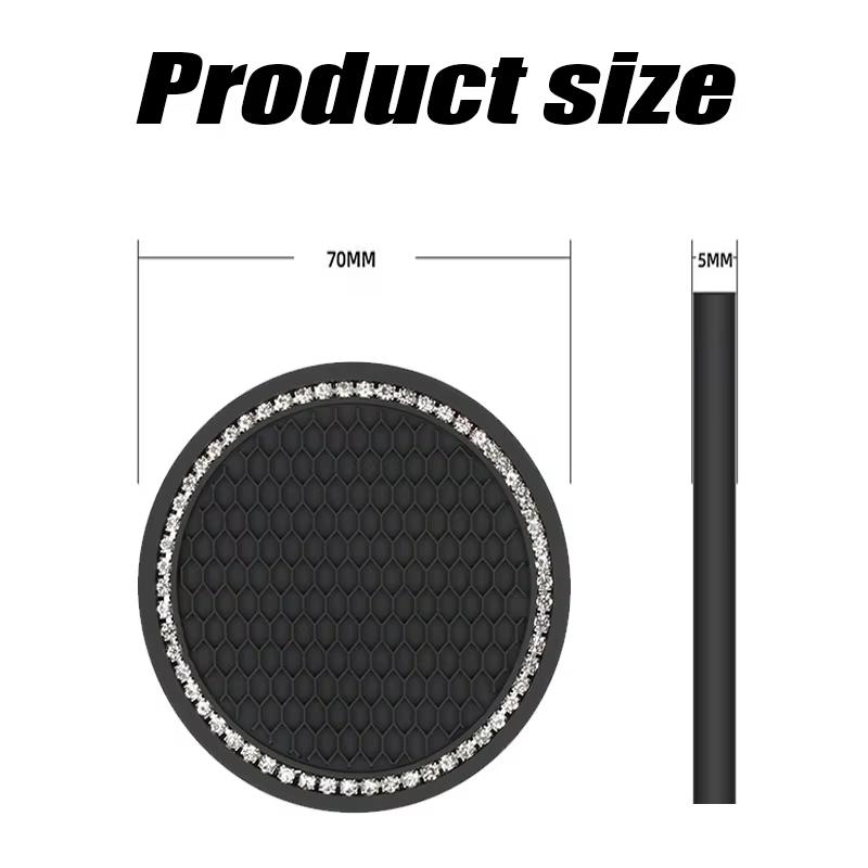 2Pcs Car Bling Rhinestone Cup Holder Drink Pad Interior Decoration Anti-slip Mat Round Durable Coaster Heat Resi Car Accessories