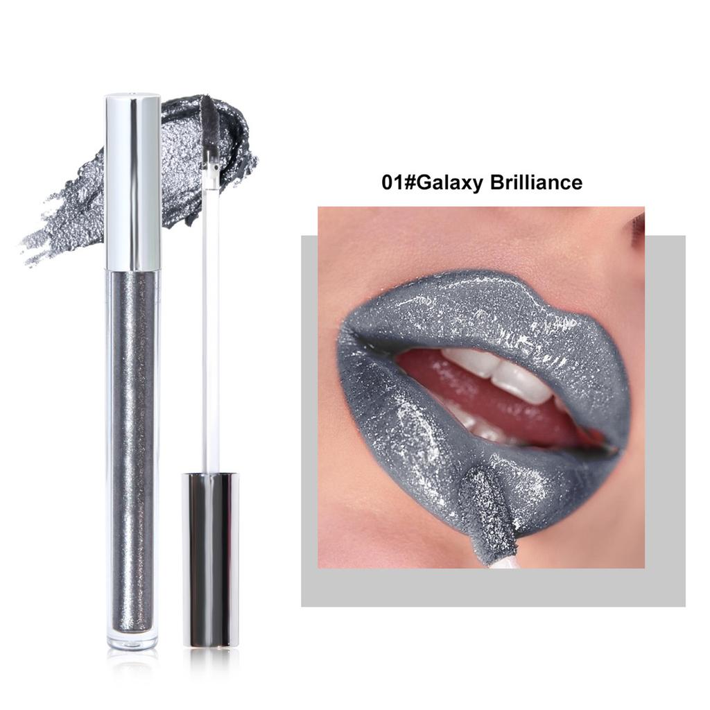 1 Piece Long Lasting Waterproof Liquid Lipstick High Pigment Glitter Lip Gloss Non Stick Transfer Smudge Proof Moisturizing Lip Makeup