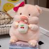 Fruit Tea Milk Hat Bow Pig Plush Toy Animal Stuffed Doll Decoration Kids Gift