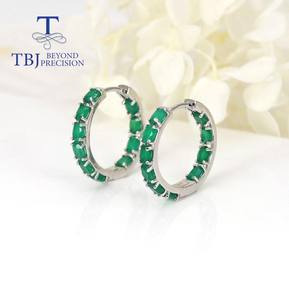 Přírodní zelený achát oválné 3*4mm náušnice 925 mincovní stříbro klasický design dámské jemné šperky Vhodné pro denní nošení