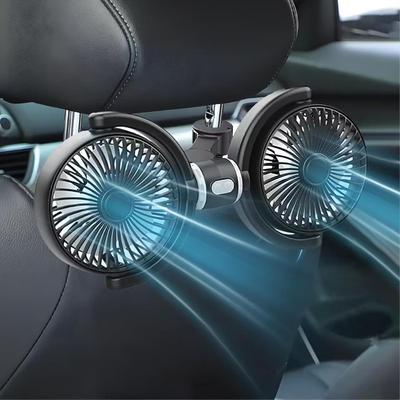 Summer Car Fan USB Free-Rotation Dual-Head Car Headrest Cooling Fans Energy-Efficient 3-Speed Strong Wind Brushless Fan