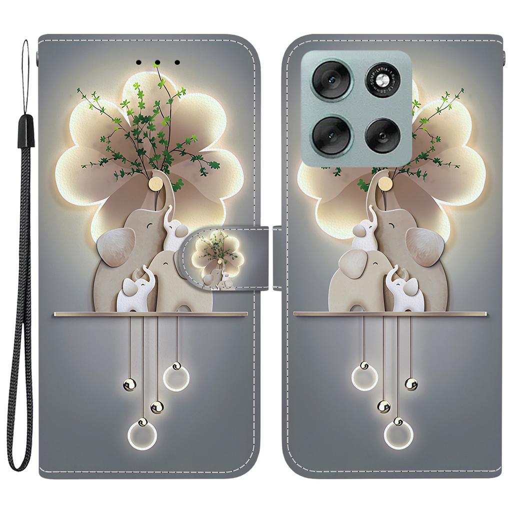 For Motorola Moto G56 5G Case Pattern Printing Anti-Drop Leather Flip Wallet Phone Cover with Lanyard