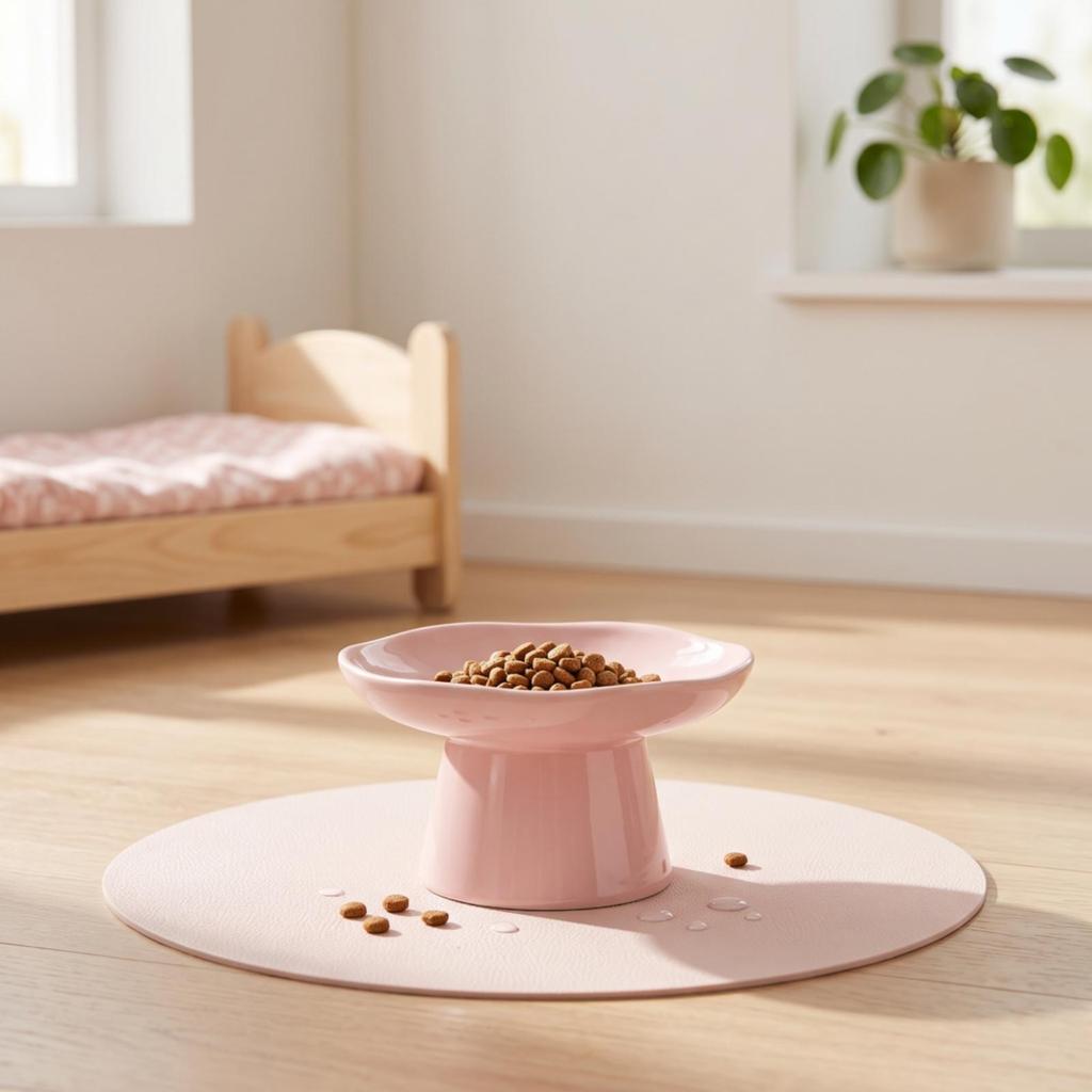 Raised Cat Bowl Glazed Food Dishwasher Safe for Indoor