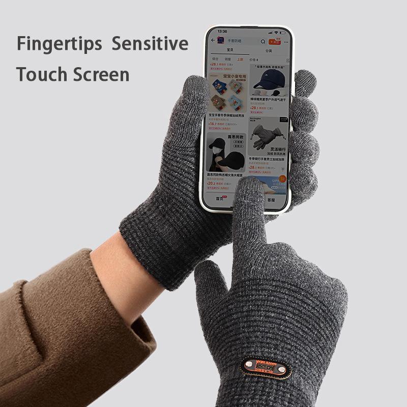 Winter Thick Knitted Warm Gloves for Men and Women Touch Screen Full Finger Gloves Lined Velvet for Cycling Sports Accessories