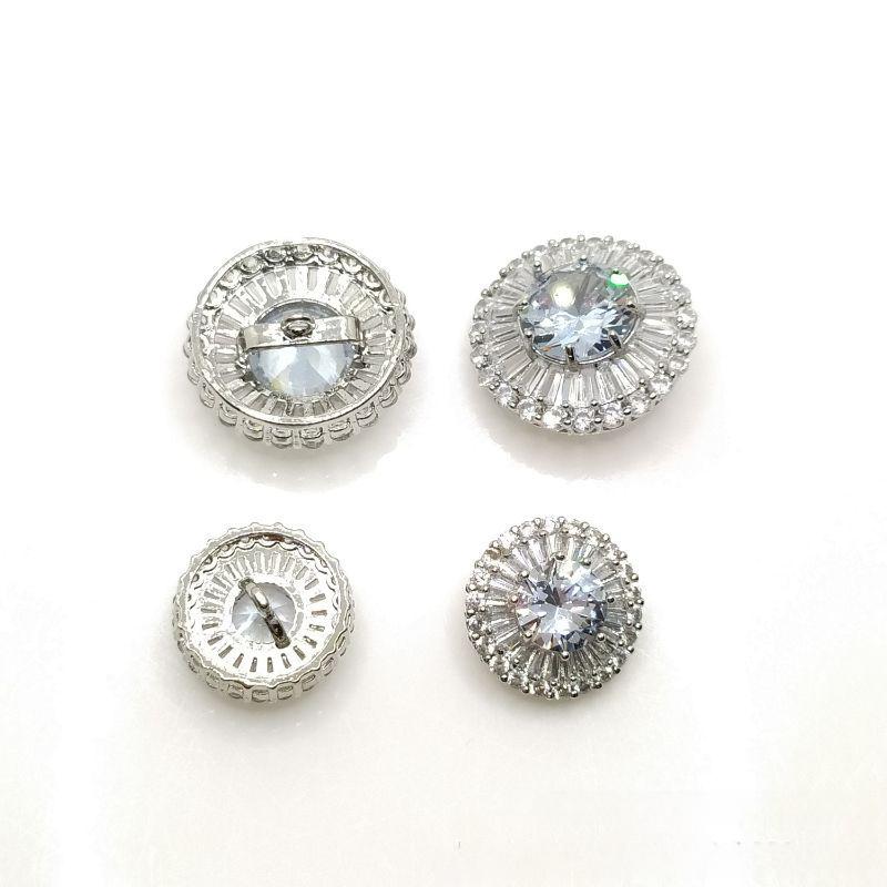 5pcs Luxury Crystal Small Buttons for Clothing, Cubic Zircon Shank, Decorative CZ Sewing Buttons for Shirt Cuff Link