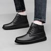Scarpe Uomo Alte alla Moda in Vera Pelle Autunno Inverno Stivali Antiscivolo per Esterno Stivali da Motociclista Maschili Nuovi Caldi Stivaletti alla Caviglia con Pelliccia di Peluche