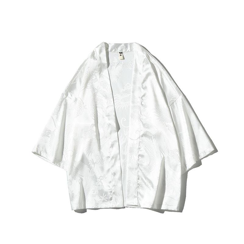 Men Kimono Cardigan Suit Summer Kimono Cardigan+loose Trousers 2 Piece Set