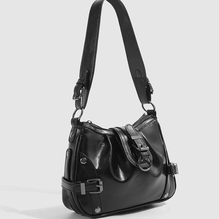 Bag Women 2025 New Niche Oil Wax Skin Underarm Bag Sweet Cool Spice Girl Modern Motorcycle Bag Commuter Shoulder Bag Tide