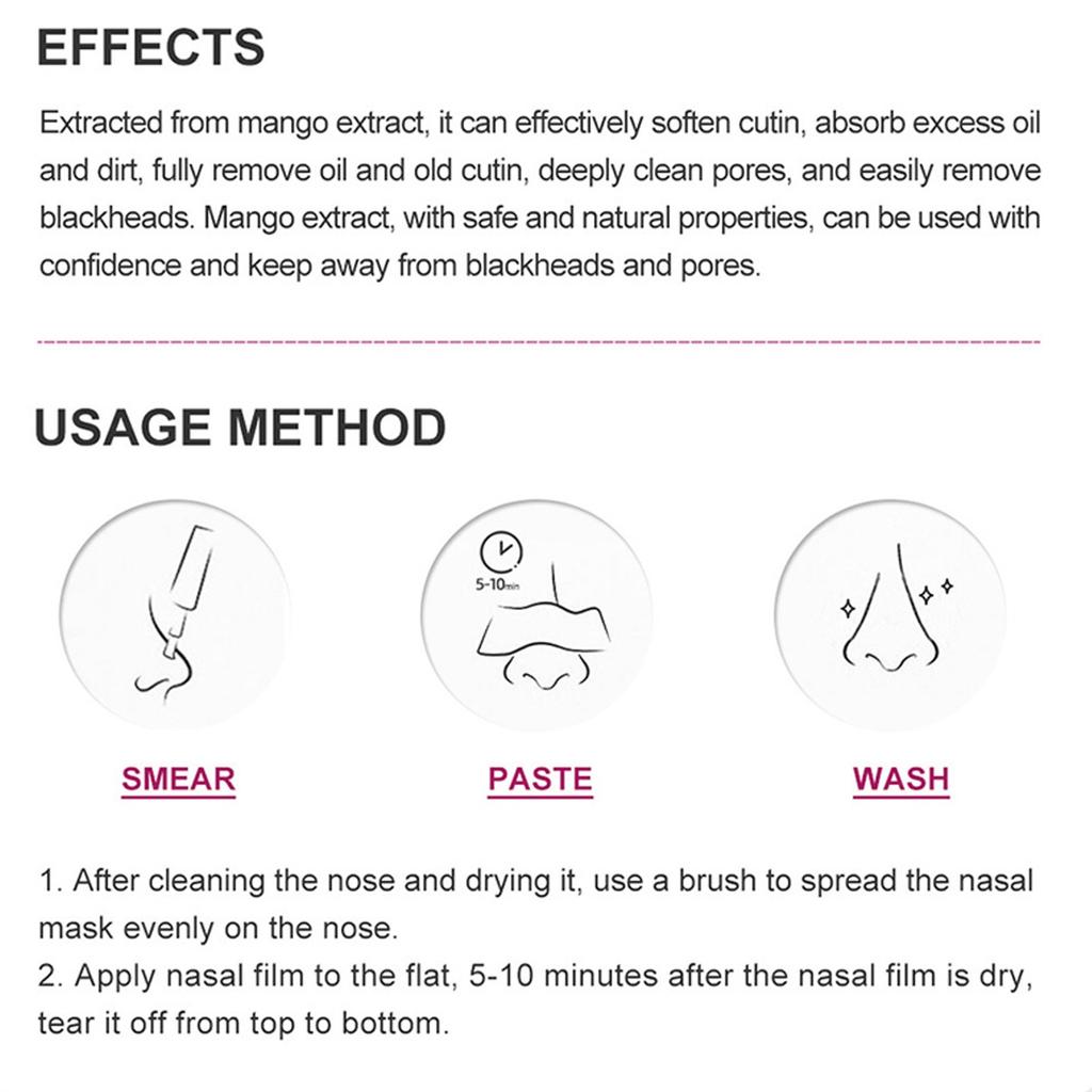 Blackhead Removal Mask, Exfoliating Nasal Mask Patch, Peel-Off Mask Suitable For All Skin Types,10ML