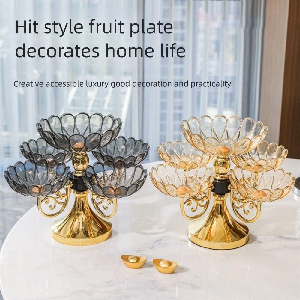 Rotating Fruit Bowl PET Fruit Tray New Snack Dessert Plate  Household