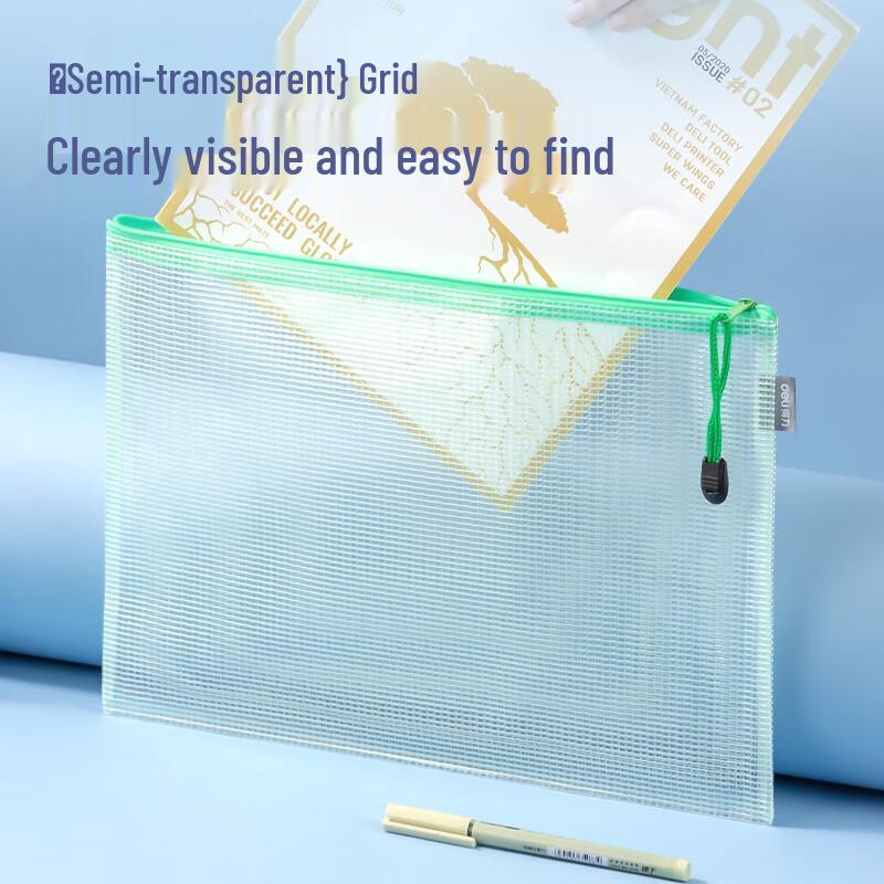 Deli A4 Transparent Zipper File Bags (5 Pack)
